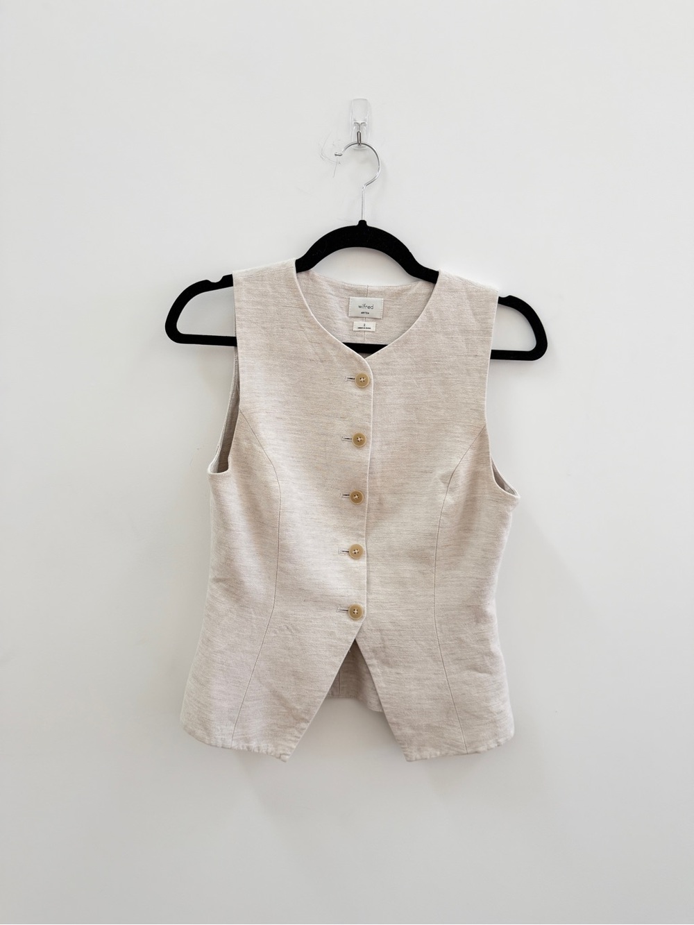 Wilfred Linen Cream Button-Front Sleeveless Top